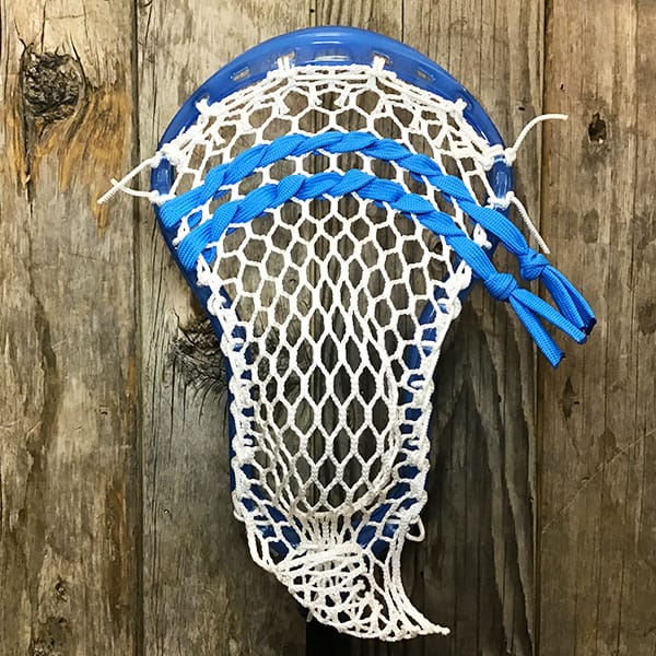 ECD Mens Heads Blue/White Lax Fan Custom Strung Frost ECD Atom Mens Lacrosse Head with White Hero Mesh from Lacrosse Fanatic