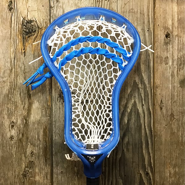 ECD Mens Heads Blue/White Lax Fan Custom Strung Frost ECD Atom Mens Lacrosse Head with White Hero Mesh from Lacrosse Fanatic