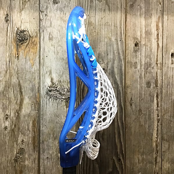 ECD Mens Heads Blue/White Lax Fan Custom Strung Frost ECD Atom Mens Lacrosse Head with White Hero Mesh from Lacrosse Fanatic