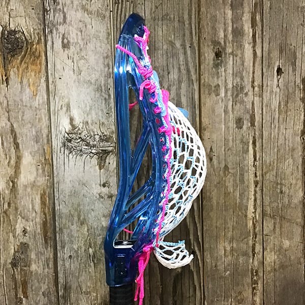 ECD Mens Heads Blue/Pink Lax Fan Custom Strung Frost ECD Ion Mens Lacrosse Head with Carolina Striker Hero Mesh from Lacrosse Fanatic