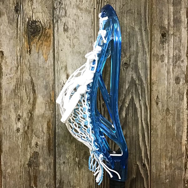 ECD Mens Heads Blue/White Lax Fan Custom Strung Frost ECD Ion Mens Lacrosse Head with Carolina Striker Hero Mesh from Lacrosse Fanatic