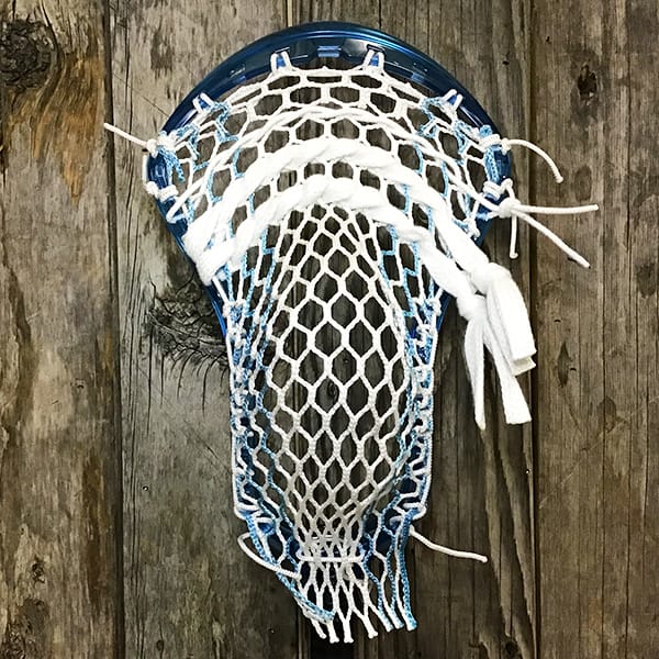 ECD Mens Heads Blue/White Lax Fan Custom Strung Frost ECD Ion Mens Lacrosse Head with Carolina Striker Hero Mesh from Lacrosse Fanatic