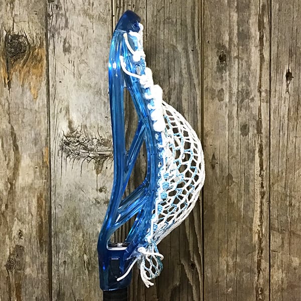 ECD Mens Heads Blue/White Lax Fan Custom Strung Frost ECD Ion Mens Lacrosse Head with Carolina Striker Hero Mesh from Lacrosse Fanatic
