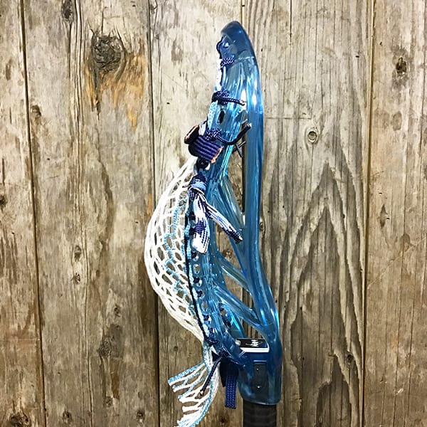 ECD Mens Heads Blue/White Lax Fan Custom Strung Frost ECD Ion Mens Lacrosse Head with Carolina Striker Hero Mesh from Lacrosse Fanatic