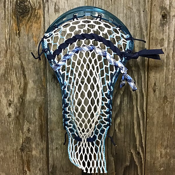 ECD Mens Heads Blue/White Lax Fan Custom Strung Frost ECD Ion Mens Lacrosse Head with Carolina Striker Hero Mesh from Lacrosse Fanatic
