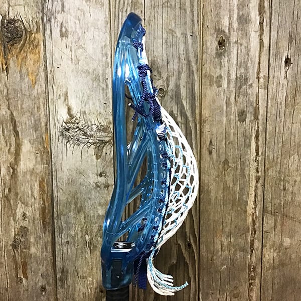 ECD Mens Heads Blue/White Lax Fan Custom Strung Frost ECD Ion Mens Lacrosse Head with Carolina Striker Hero Mesh from Lacrosse Fanatic