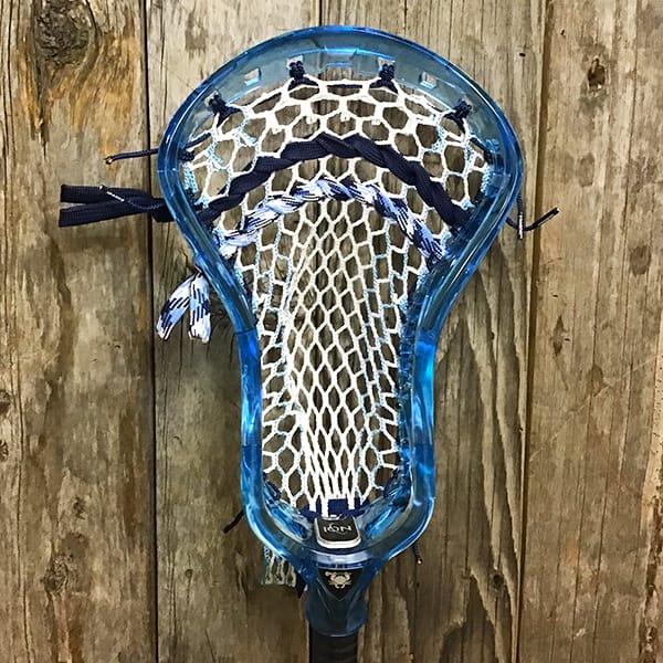 ECD Mens Heads Blue/White Lax Fan Custom Strung Frost ECD Ion Mens Lacrosse Head with Carolina Striker Hero Mesh from Lacrosse Fanatic