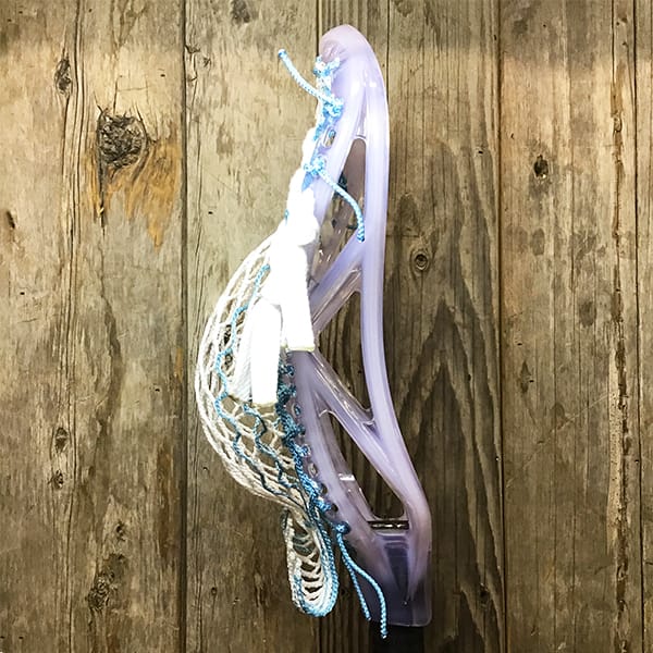 ECD Mens Heads Clear/Carolina Lax Fan Custom Strung Ghost ECD Atom Mens Lacrosse Head with Carolina Striker Hero Mesh from Lacrosse Fanatic