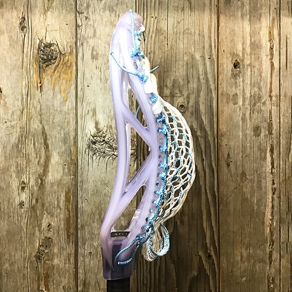 ECD Mens Heads Clear/Carolina Lax Fan Custom Strung Ghost ECD Atom Mens Lacrosse Head with Carolina Striker Hero Mesh from Lacrosse Fanatic