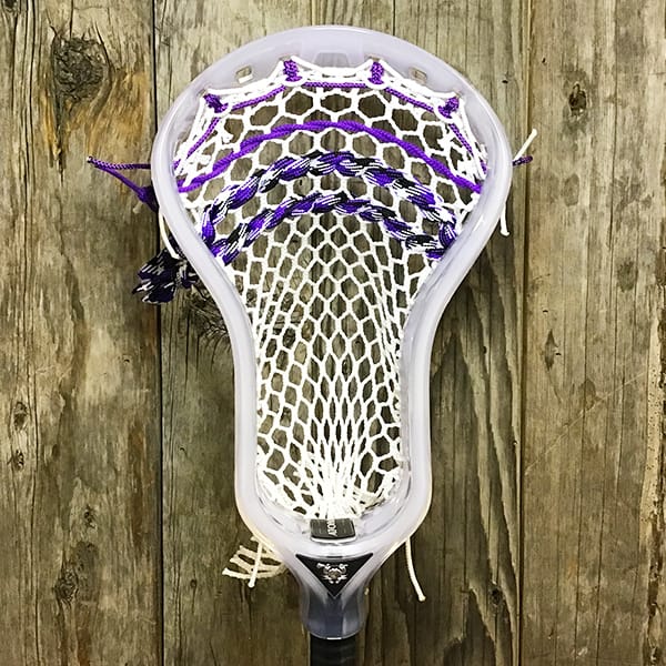 ECD Mens Heads Clear/Purple Lax Fan Custom Strung Ghost ECD Atom Mens Lacrosse Head with White Hero Mesh from Lacrosse Fanatic