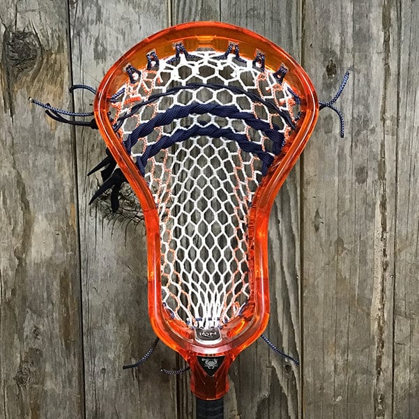 ECD Mens Heads Orange/White Lax Fan Custom Strung Lava ECD Ion Mens Lacrosse Head with Orange Striker Hero 4.0 Mesh from Lacrosse Fanatic
