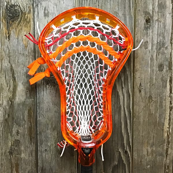 ECD Mens Heads Orange/Red Lax Fan Custom Strung Lava (Orange) ECD Ion Mens Lacrosse Head with Red Striker Hero Mesh from Lacrosse Fanatic