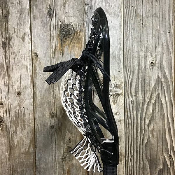 ECD Mens Heads Black/White Lax Fan Custom Strung Midnight ECD Ion Mens Lacrosse Head with Black Striker Hero Mesh from Lacrosse Fanatic