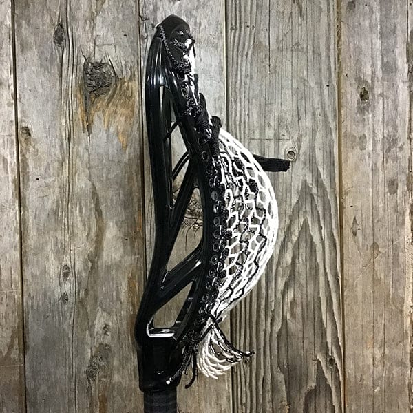 ECD Mens Heads Black/White Lax Fan Custom Strung Midnight ECD Ion Mens Lacrosse Head with Black Striker Hero Mesh from Lacrosse Fanatic
