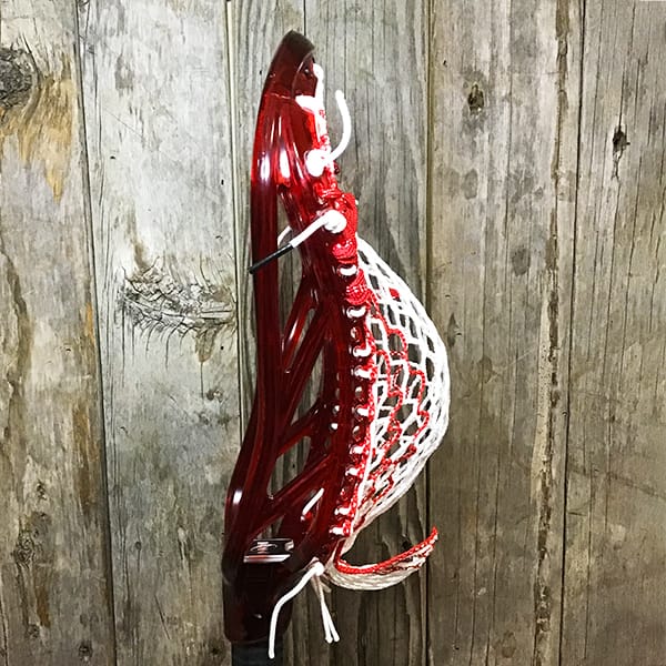 ECD Mens Heads Red/White Lax Fan Custom Strung Ruby (Red) ECD Ion Mens Lacrosse Head with Red Striker Hero Mesh from Lacrosse Fanatic
