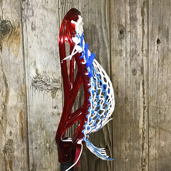 ECD Mens Heads Red/White/Blue Lax Fan Custom Strung Ruby (Red) ECD Ion Mens Lacrosse Head with Royal Striker Hero Mesh from Lacrosse Fanatic