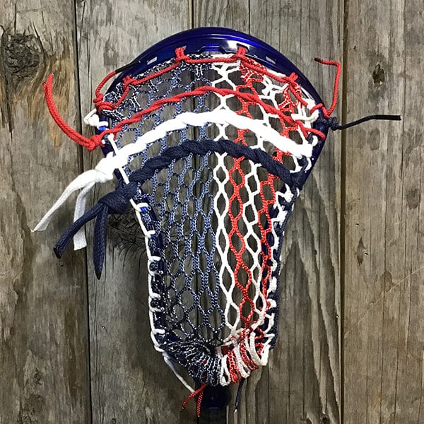 ECD Mens Heads Blue/USA Lax Fan Custom Strung Saphire ECD Ion Mens Lacrosse Head with USA Mesh from Lacrosse Fanatic