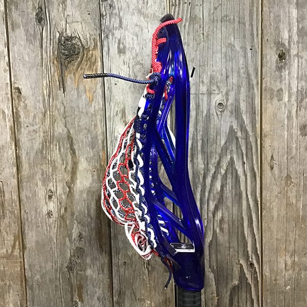ECD Mens Heads Blue/USA Lax Fan Custom Strung Saphire ECD Ion Mens Lacrosse Head with USA Mesh from Lacrosse Fanatic