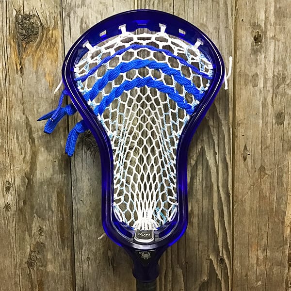 ECD Mens Heads Blue/White Lax Fan Custom Strung Sapphire (Blue) ECD Ion Mens Lacrosse Head with Carolina Striker Hero Mesh from Lacrosse Fanatic