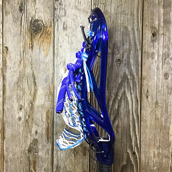 ECD Mens Heads Blue/White Lax Fan Custom Strung Sapphire (Blue) ECD Ion Mens Lacrosse Head with Royal Striker Hero Mesh from Lacrosse Fanatic