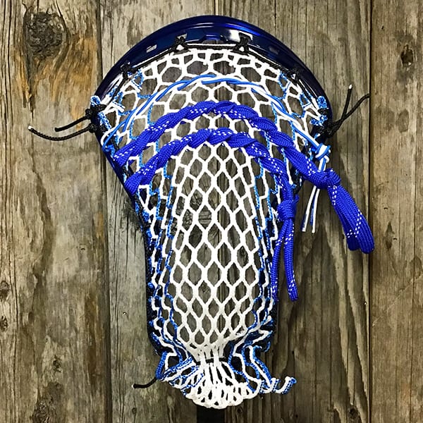 ECD Mens Heads Blue/White Lax Fan Custom Strung Sapphire (Blue) ECD Ion Mens Lacrosse Head with Royal Striker Hero Mesh from Lacrosse Fanatic