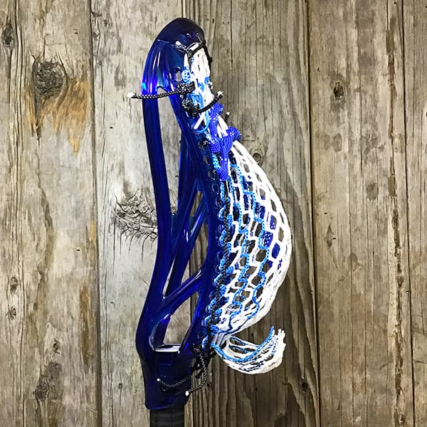 ECD Mens Heads Blue/White Lax Fan Custom Strung Sapphire (Blue) ECD Ion Mens Lacrosse Head with Royal Striker Hero Mesh from Lacrosse Fanatic