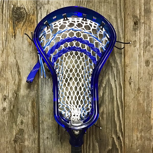 ECD Mens Heads Blue/White Lax Fan Custom Strung Sapphire (Blue) ECD Ion Mens Lacrosse Head with Royal Striker Hero Mesh from Lacrosse Fanatic