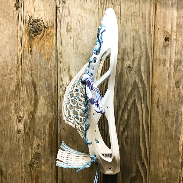 ECD Mens Heads White/Carolina Lax Fan Custom Strung White ECD Weapon X 2.0 Mens Lacrosse Face-Off Head with Carolina Striker Hero Mesh from Lacrosse Fanatic