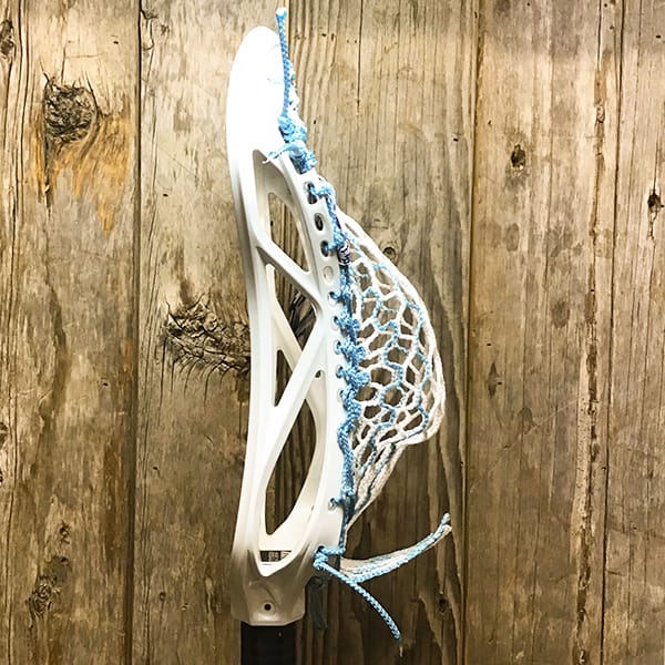 ECD Mens Heads White/Carolina Lax Fan Custom Strung White ECD Weapon X 2.0 Mens Lacrosse Face-Off Head with Carolina Striker Hero Mesh from Lacrosse Fanatic