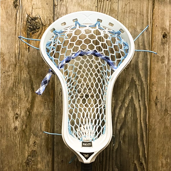 ECD Mens Heads White/Carolina Lax Fan Custom Strung White ECD Weapon X 2.0 Mens Lacrosse Face-Off Head with Carolina Striker Hero Mesh from Lacrosse Fanatic