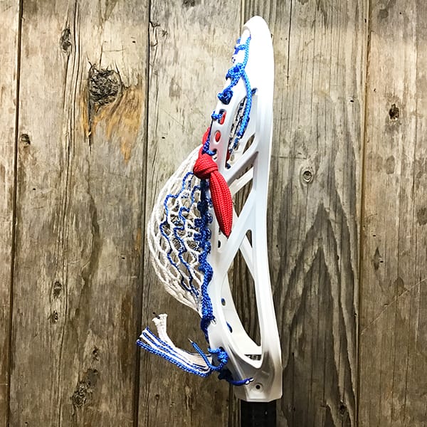 ECD Mens Heads White/Royal Lax Fan Custom Strung White ECD Weapon X 2.0 Mens Lacrosse Face-Off Head with Royal Striker Hero Mesh from Lacrosse Fanatic