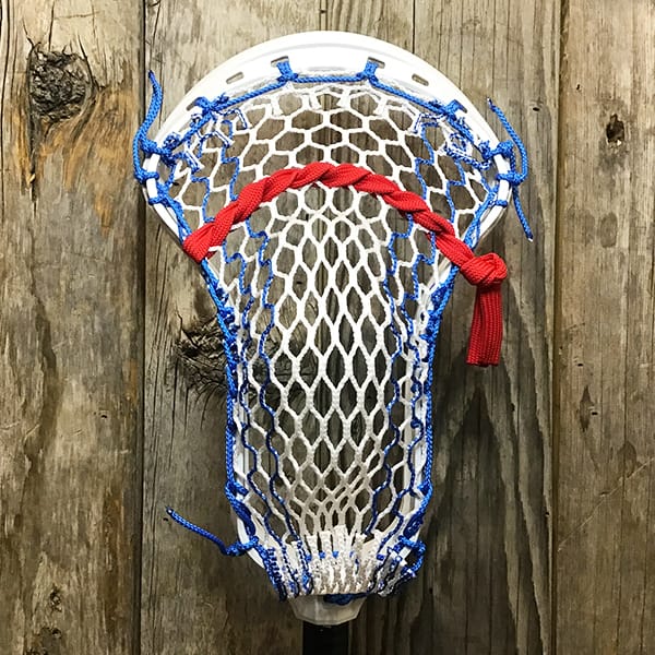 ECD Mens Heads White/Royal Lax Fan Custom Strung White ECD Weapon X 2.0 Mens Lacrosse Face-Off Head with Royal Striker Hero Mesh from Lacrosse Fanatic
