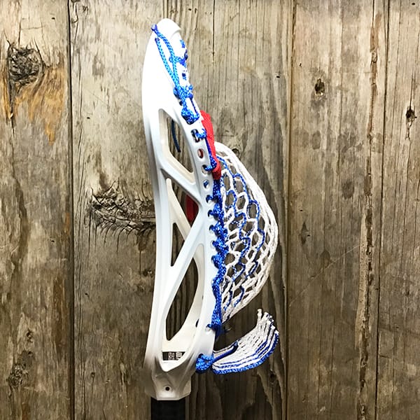 ECD Mens Heads White/Royal Lax Fan Custom Strung White ECD Weapon X 2.0 Mens Lacrosse Face-Off Head with Royal Striker Hero Mesh from Lacrosse Fanatic