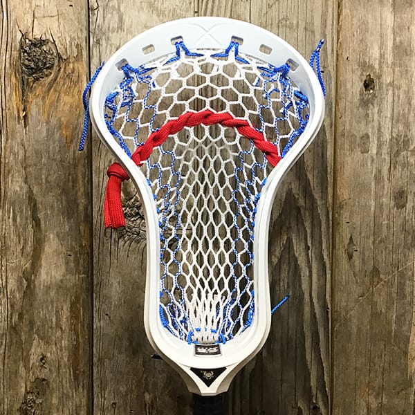 ECD Mens Heads White/Royal Lax Fan Custom Strung White ECD Weapon X 2.0 Mens Lacrosse Face-Off Head with Royal Striker Hero Mesh from Lacrosse Fanatic