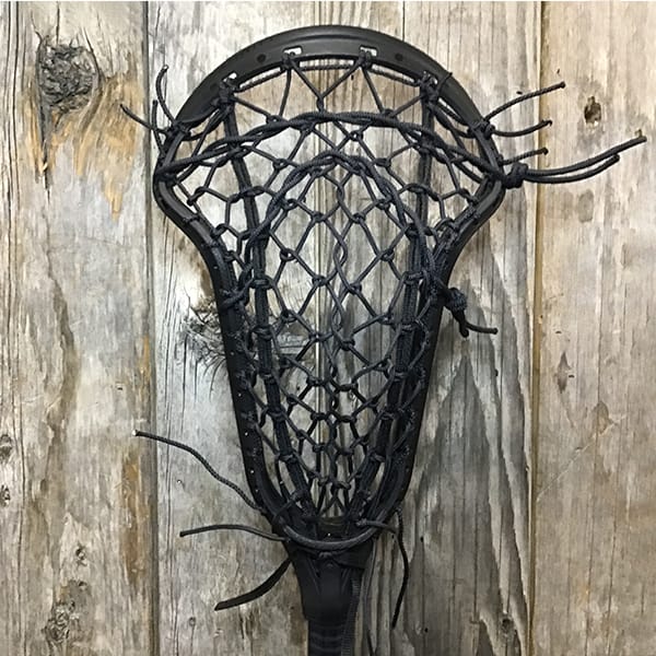 ECD Womens Heads Black/Black Lax Fan Custom Strung Black ECD Infinity Womens Lacrosse Head with Black Gait Flex Mesh Pocket from Lacrosse Fanatic