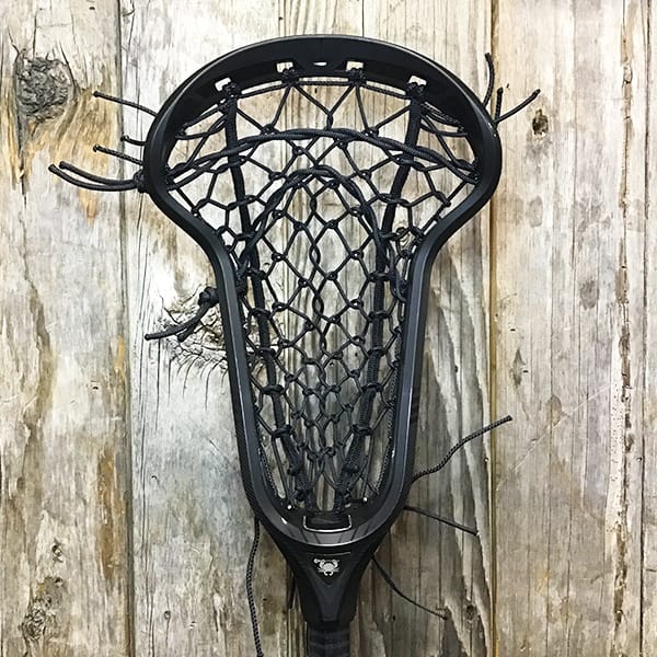 ECD Womens Heads Black/Black Lax Fan Custom Strung Black ECD Infinity Womens Lacrosse Head with Black Gait Flex Mesh Pocket from Lacrosse Fanatic