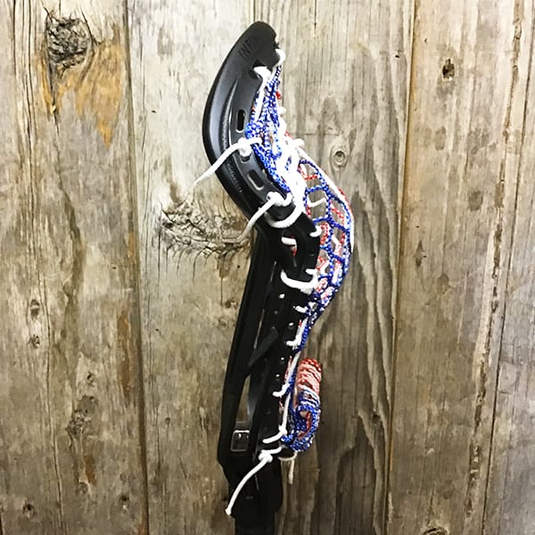 ECD Womens Heads Black/USA Lax Fan Custom Strung Black ECD Infinity Womens Lacrosse Head with USA STX Crux Mesh Pro from Lacrosse Fanatic