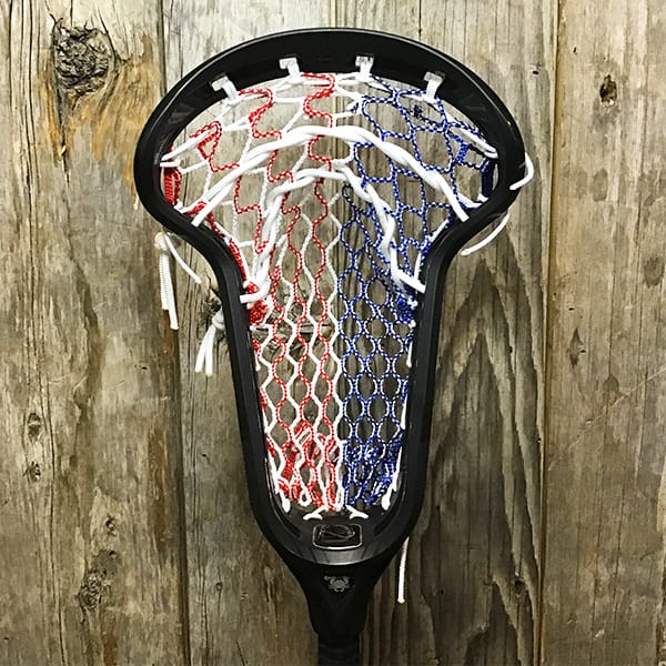 ECD Womens Heads Black/USA Lax Fan Custom Strung Black ECD Infinity Womens Lacrosse Head with USA STX Crux Mesh Pro from Lacrosse Fanatic