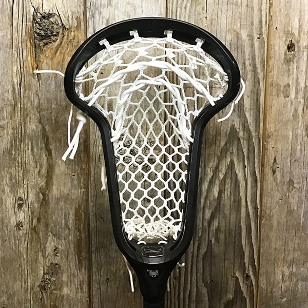 ECD Womens Heads Black/White Lax Fan Custom Strung Black ECD Infinity Womens Lacrosse Head with White STX Crux Mesh Pro from Lacrosse Fanatic