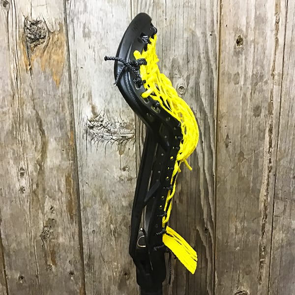 ECD Womens Heads Black/Yellow Lax Fan Custom Strung Black ECD Infinity Womens Lacrosse Head with Yellow STX Crux Mesh Pro from Lacrosse Fanatic