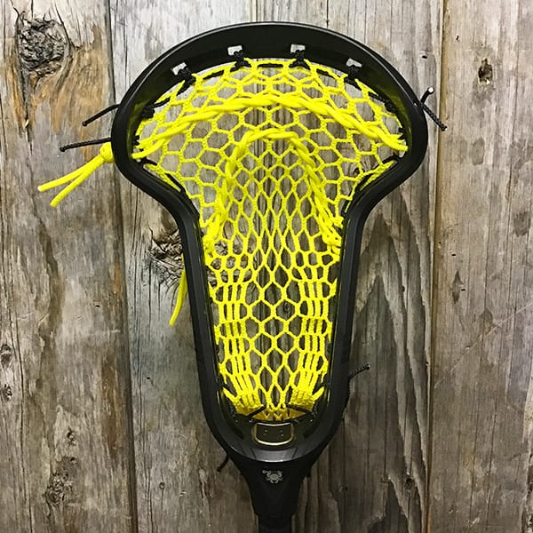 ECD Womens Heads Black/Yellow Lax Fan Custom Strung Black ECD Infinity Womens Lacrosse Head with Yellow STX Crux Mesh Pro from Lacrosse Fanatic