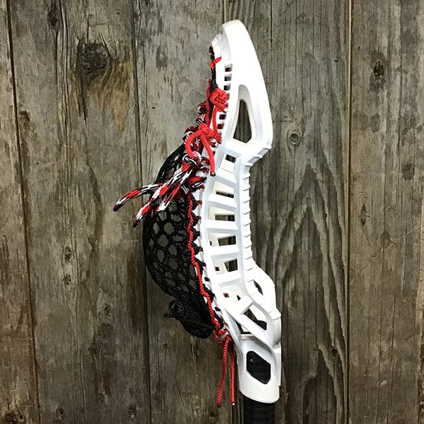 Gait Mens Heads White/Black Lax Fan Custom Strung Gait D2C Close D Mens Lacrosse Head with Black Hero Mesh from Lacrosse Fanatic