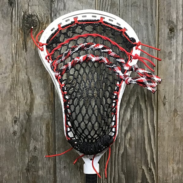 Gait Mens Heads White/Black Lax Fan Custom Strung Gait D2C Close D Mens Lacrosse Head with Black Hero Mesh from Lacrosse Fanatic