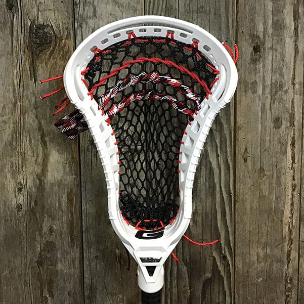 Gait Mens Heads White/Black Lax Fan Custom Strung Gait D2C Close D Mens Lacrosse Head with Black Hero Mesh from Lacrosse Fanatic