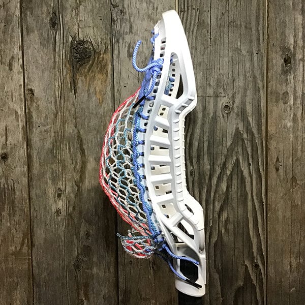 Gait Mens Heads White/White Lax Fan Custom Strung Gait D2C Close D Mens Lacrosse Head with ECD 2024 South Beach Hero 4.0 Mesh from Lacrosse Fanatic