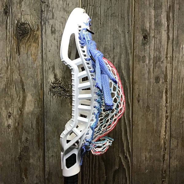 Gait Mens Heads White/White Lax Fan Custom Strung Gait D2C Close D Mens Lacrosse Head with ECD 2024 South Beach Hero 4.0 Mesh from Lacrosse Fanatic
