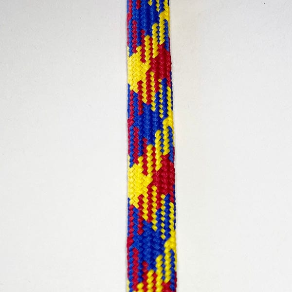 Jimalax Stringing Supplies Red/Michigan Yellow/Royal Blue / 33&quot; Tri-Color Tipped Shooting Lace from Lacrosse Fanatic