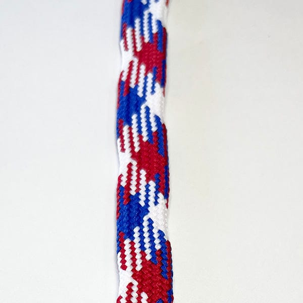 Jimalax Stringing Supplies Red/Royal Blue/White / 33&quot; Tri-Color Tipped Shooting Lace from Lacrosse Fanatic