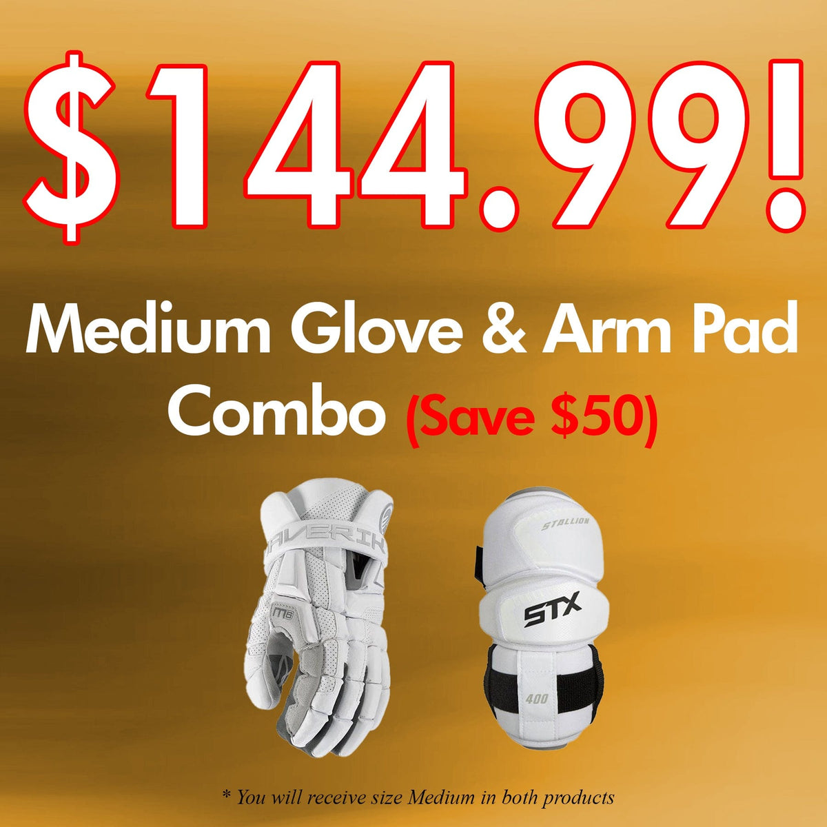 Lacrosse Fanatic Bargain Bundle Medium Medium Combo - Maverik M6 Glove &amp; STX Stallion 400 Arm Pad from Lacrosse Fanatic