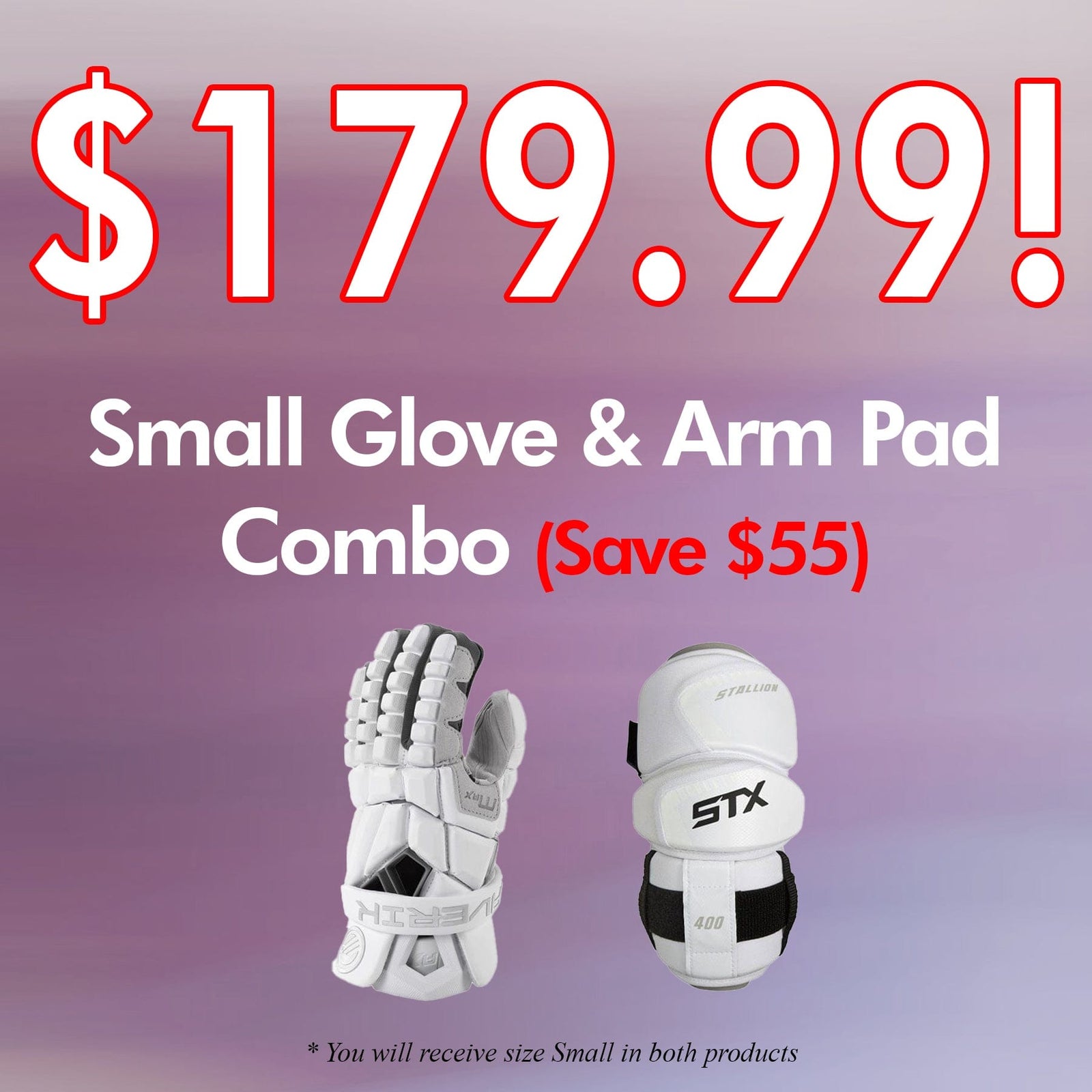 Lacrosse Fanatic Bargain Bundle Small Small Combo - Maverik Max Glove & STX Stallion 400 Arm Pad from Lacrosse Fanatic